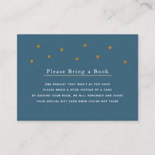 Gold Glitter Stars Navy Please Bring a Book Card