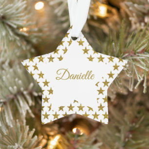 Gold glitter stars personalised ornament