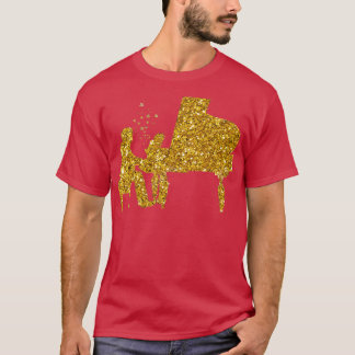 Gold Glitter Stars piano player T-Shirt