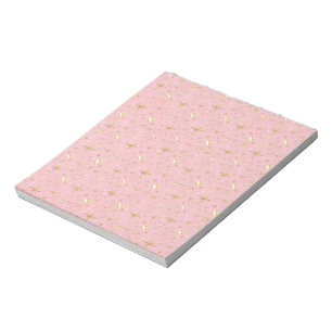 Gold glitter stars, pink and gold notepad
