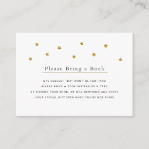 Gold Glitter Stars Please Bring a Book Card