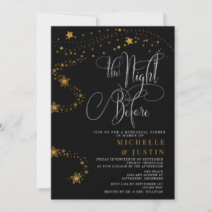 Gold Glitter Stars Rehearsal Dinner   Invitation