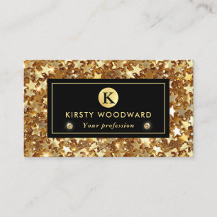 Gold Glitter Stars Sequins Pattern Business Card