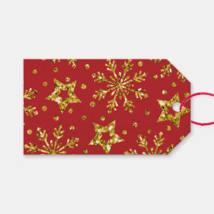 Gold Glitter Stars & Snowflakes Gift Tags