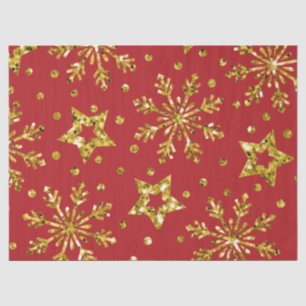 Gold Glitter Stars & Snowflakes Tissue Paper