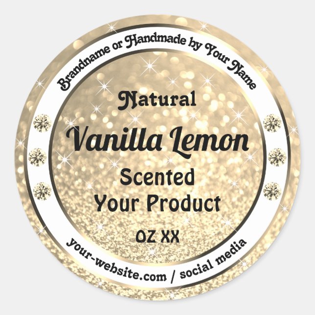 Gold Glitter Stars Sparkling Jewels Product Labels (Front)