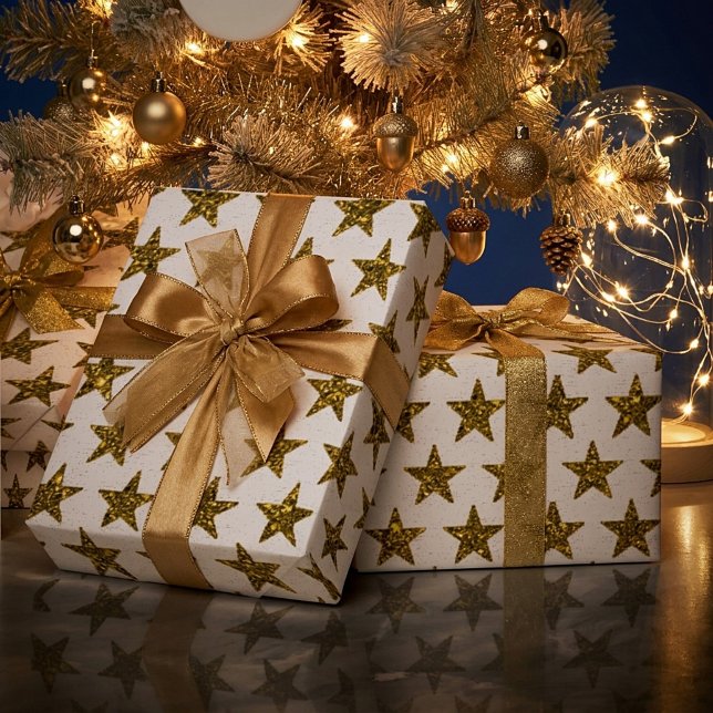 Gold glitter stars  wrapping paper (Creator Uploaded)