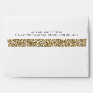 Gold Glitter Stripe and Printed Liner Pattern Envelopes