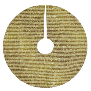 Gold Glitter Stripes Brushed Polyester Tree Skirt