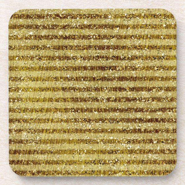 Gold Glitter Stripes Coaster (Front)