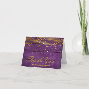 Gold Glitter Stripes For Being My Bridesmaid Thank Thank You Card