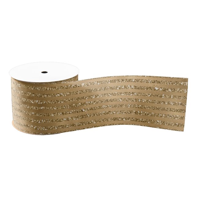 Gold Glitter Stripes Grosgrain Ribbon (Spool)