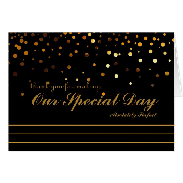 Gold Glitter Stripes Thank you for special day (Front Horizontal)