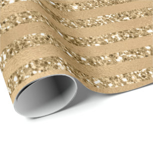 Gold Glitter Stripes Wrapping Paper