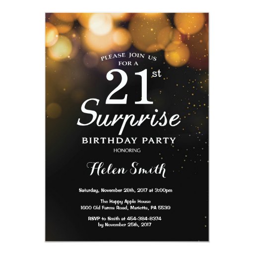 Image of Gold Glitter Surprise 21st Birthday Invitation