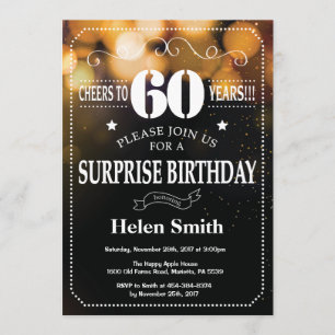 Gold Glitter Surprise 60th Birthday Invitation