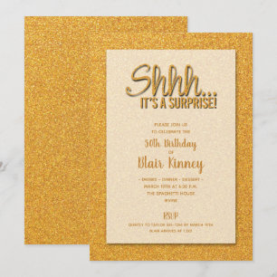 Gold Glitter SURPRISE Birthday Invitation