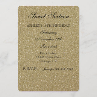 Gold Glitter Sweet Sixteen Invitation
