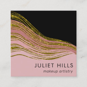 Gold Glitter Swish, Blush and Black Business Card