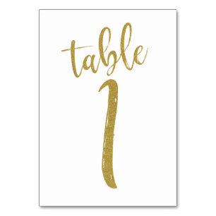 Gold Glitter Table Number 1