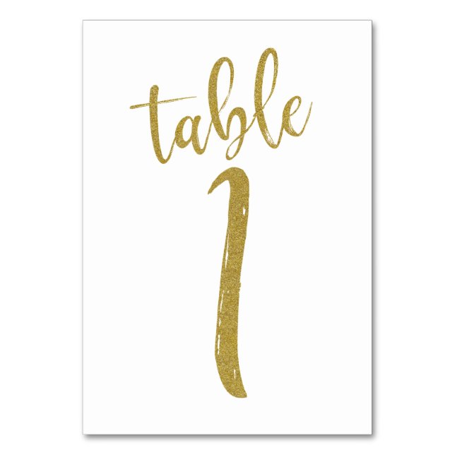 Gold Glitter Table Number 1 (Front)