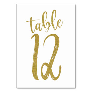 Gold Glitter Table Number 12