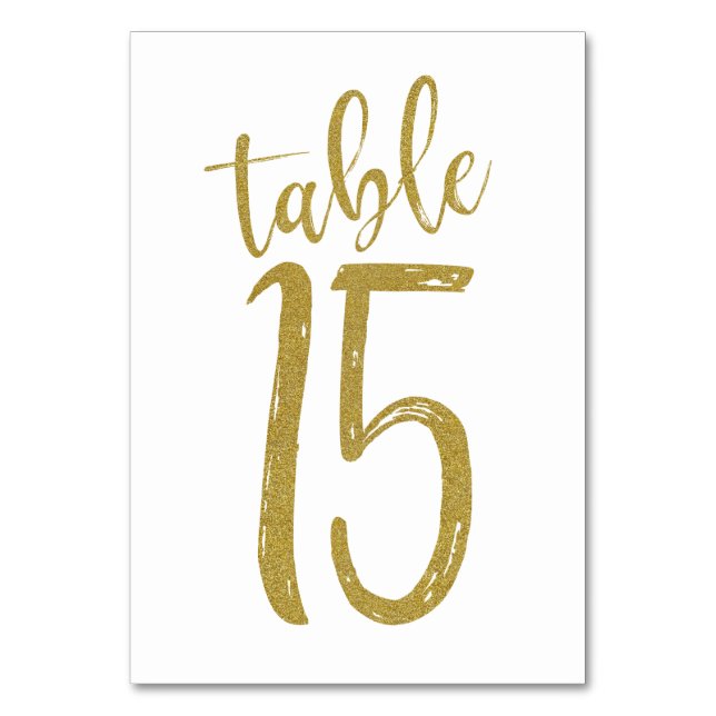 Gold Glitter Table Number 15 (Front)