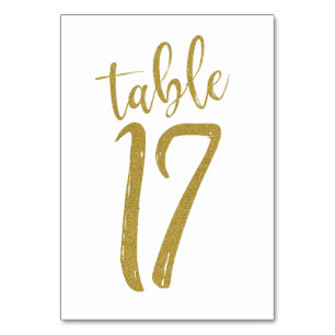 Gold Glitter Table Number 17