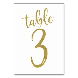 Gold Glitter Table Number 3