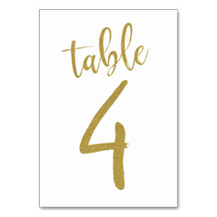 Gold Glitter Table Number 4