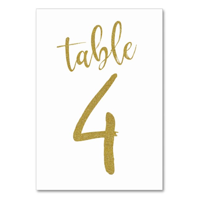 Gold Glitter Table Number 4 (Front)