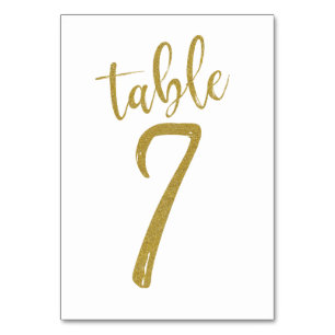 Gold Glitter Table Number 7