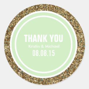 Gold Glitter Tea Green Custom Thank You Label