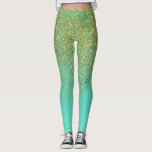 Gold Glitter & Teal Aqua Glam Sparkle Glittery Leggings<br><div class="desc">Gold Glitter & Teal Aqua Glam Sparkle Glittery Leggings</div>