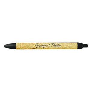 Gold Glitter Template Calligraphy Script Name Black Ink Pen