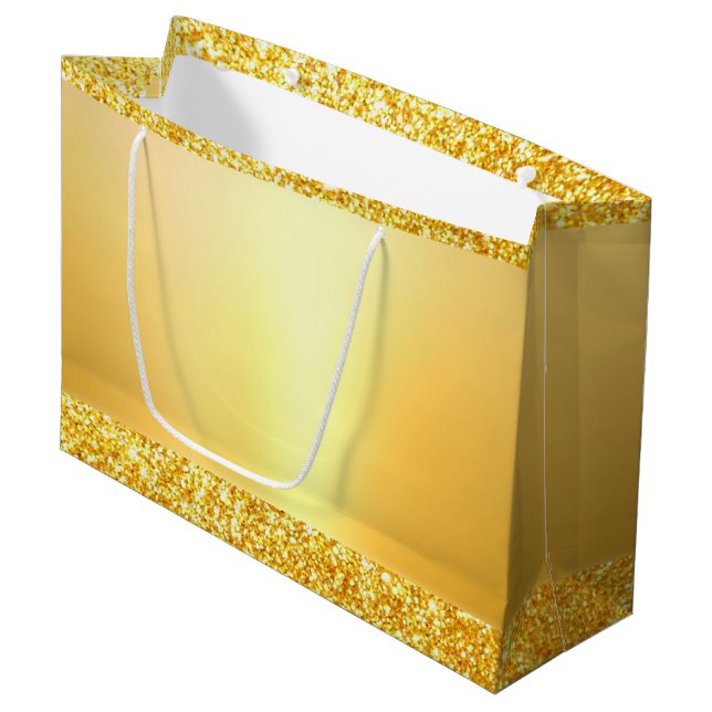Gold Glitter Template Elegant Modern Glamourous Large Gift Bag (Front Angled)