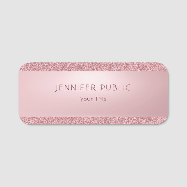 Gold Glitter Template Elegant Modern Professional Name Tag (Front)