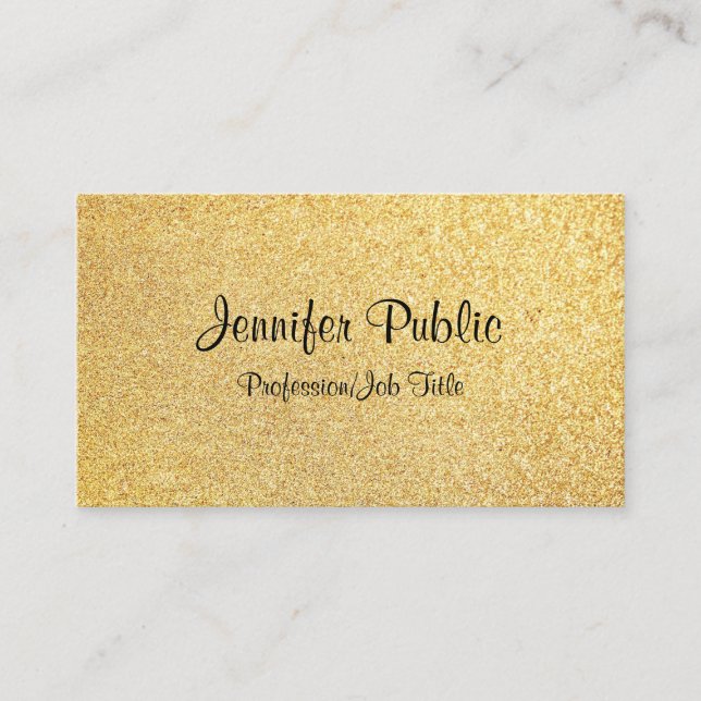 Gold Glitter Template Modern Elegant Calligraphy Business Card (Front)
