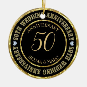 Gold Glitter Text And Hearts Ceramic Tree Decoration