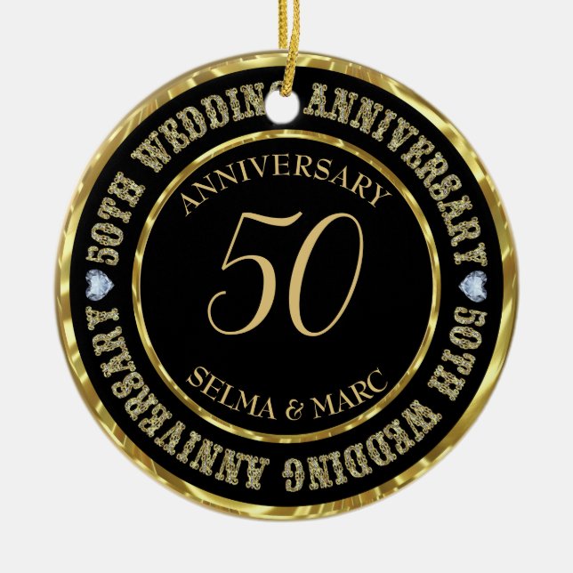 Gold Glitter Text And Hearts Ceramic Tree Decoration (Front)