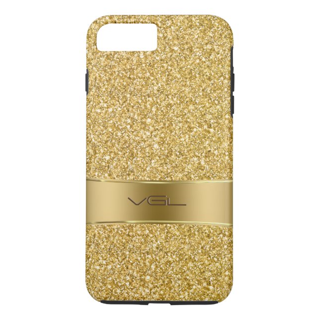 Gold Glitter Texture Monogrammed Case-Mate iPhone Case (Back)