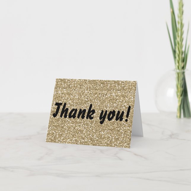 Gold Glitter Thank You Card (Front)