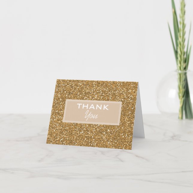 Gold Glitter Thank You Card (Front)