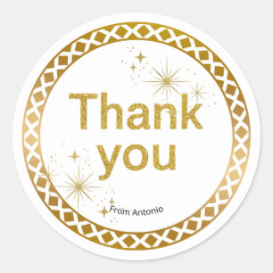 Gold Glitter “Thank You” Sticker