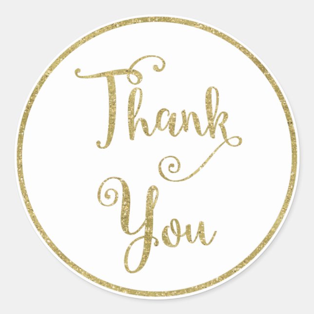Gold Glitter Thank You Stickers (Front)