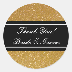 Gold glitter Thank you stickers for wedding favour
