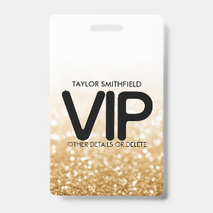 Gold Glitter trendy VIP lanyard badge custom ID Badge