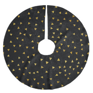 Gold Glitter Triangles Brushed Polyester Tree Skirt