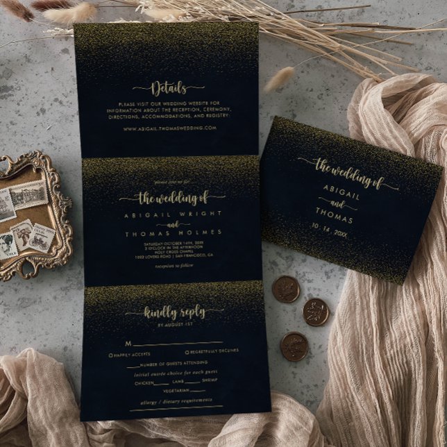 Gold Glitter Trifold Letter Fold The Wedding of (Creator Uploaded)