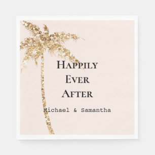 Gold Glitter Tropical Palm Tree Napkin